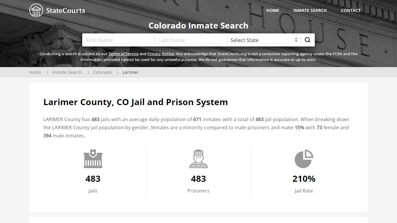 Larimer County, CO Inmate Search - StateCourts