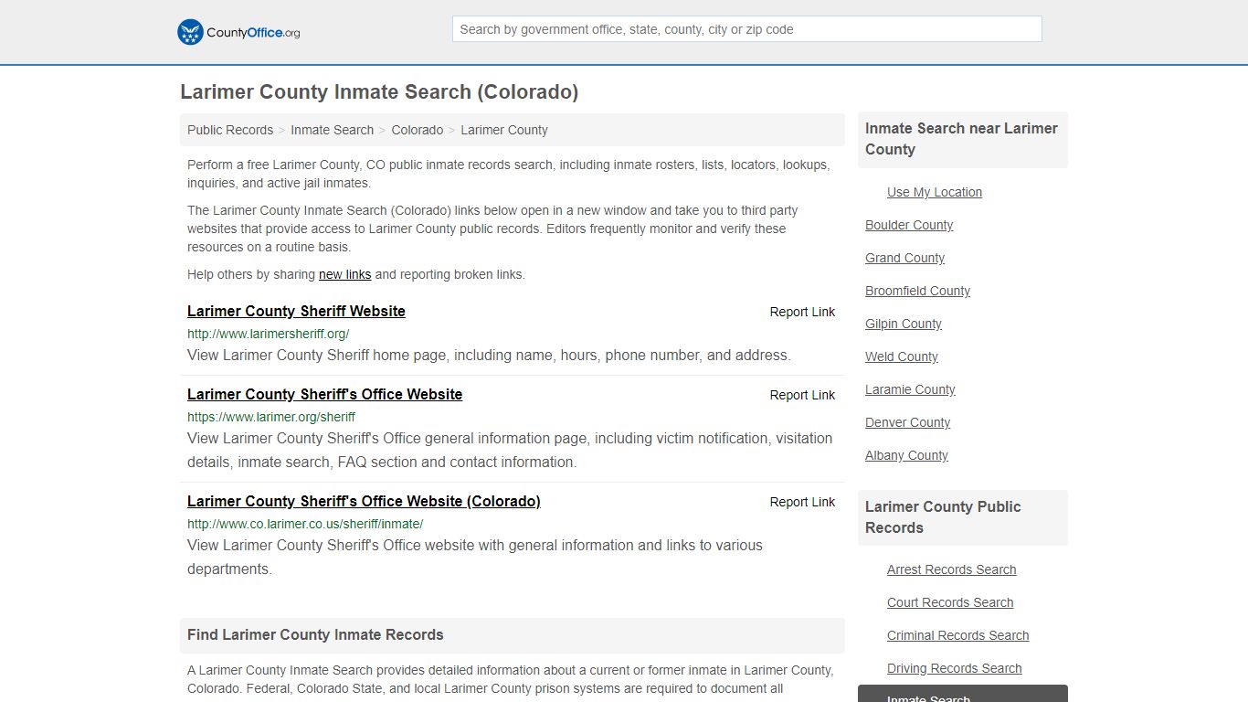 Inmate Search - Larimer County, CO (Inmate Rosters & Locators)